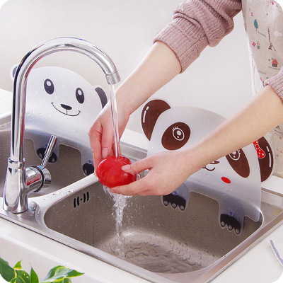 可爱熊猫造型水槽挡水板厨房小工具水池隔水板烧菜防溅油挡油板一个